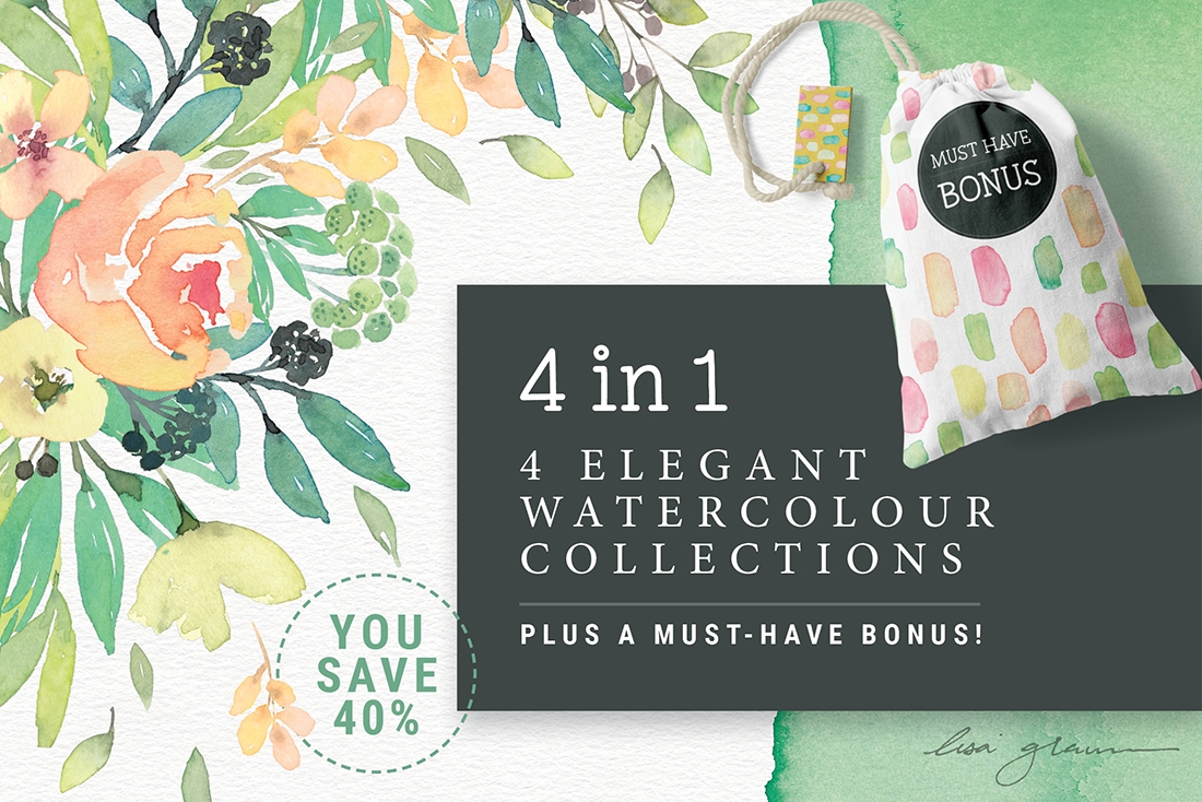 4-in-1 Elegant Watercolour collections
