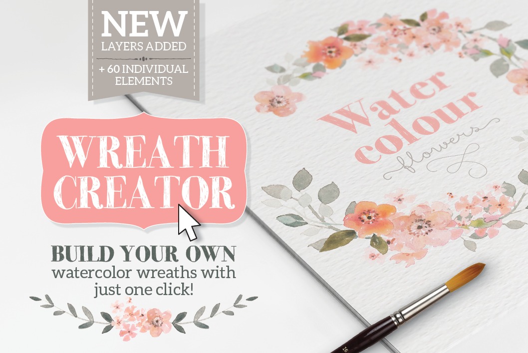Watercolour wreath graphics and creator