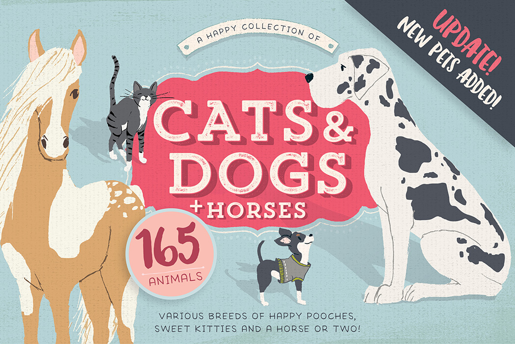 Cats, Dogs and Horses clipart bundle