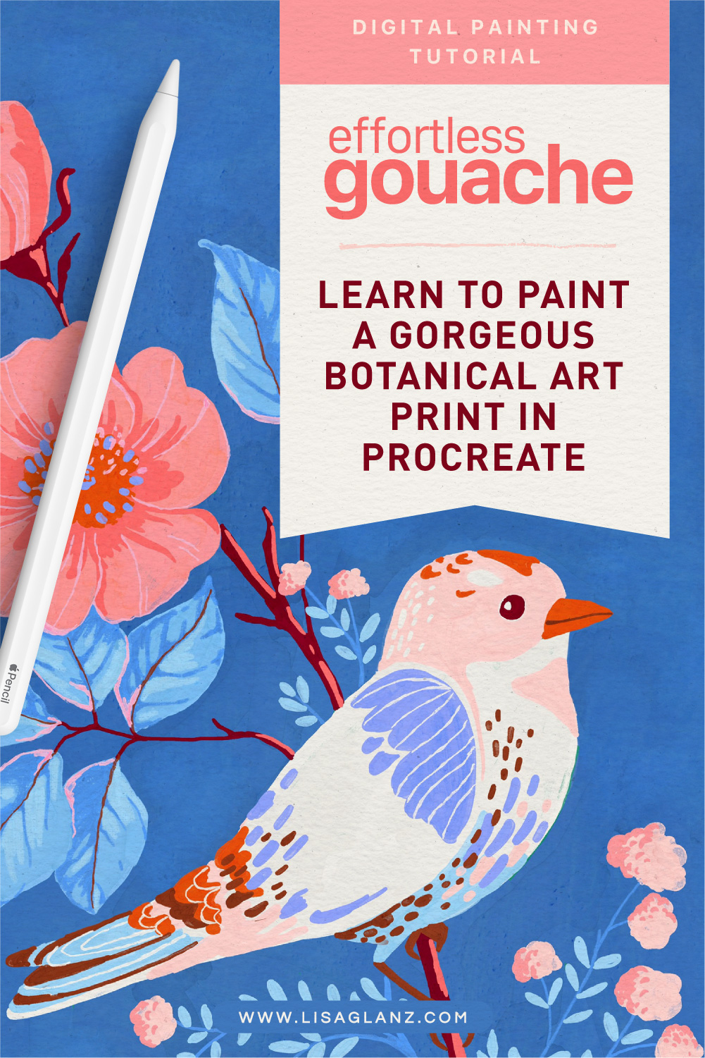 Learn to paint a beautiful botanical art print with Gouache in Procreate