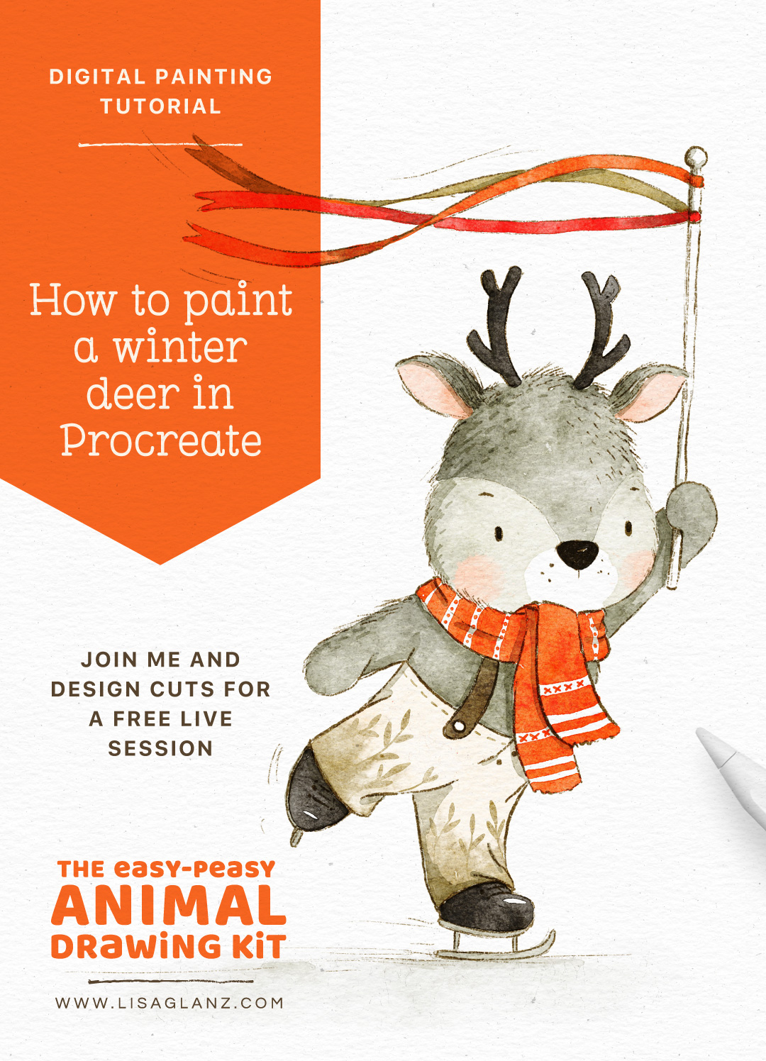 How to paint a watercolour winter deer in Procreate