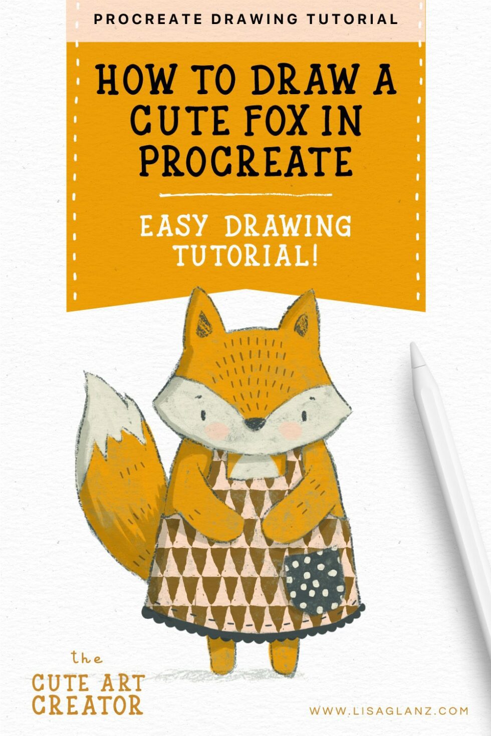 How to paint a cute fox in Procreate easy digital drawing tutorial Lisa Glanz