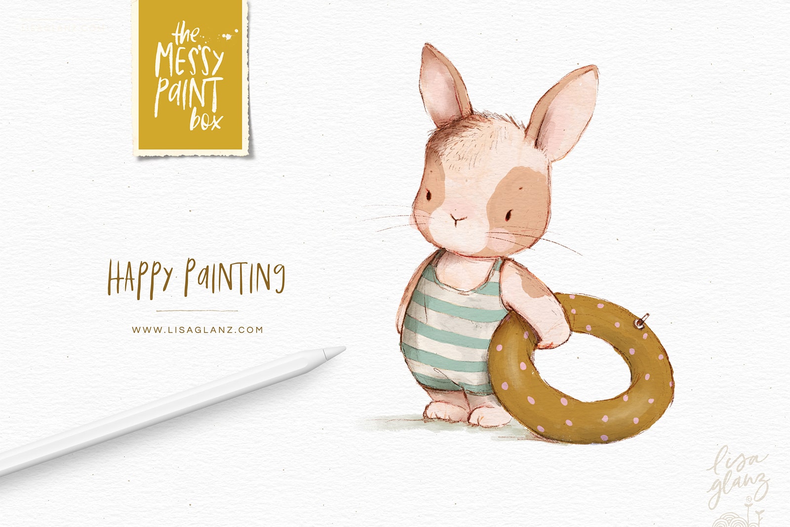 Messy paint box by Lisa Glanz cute bunny