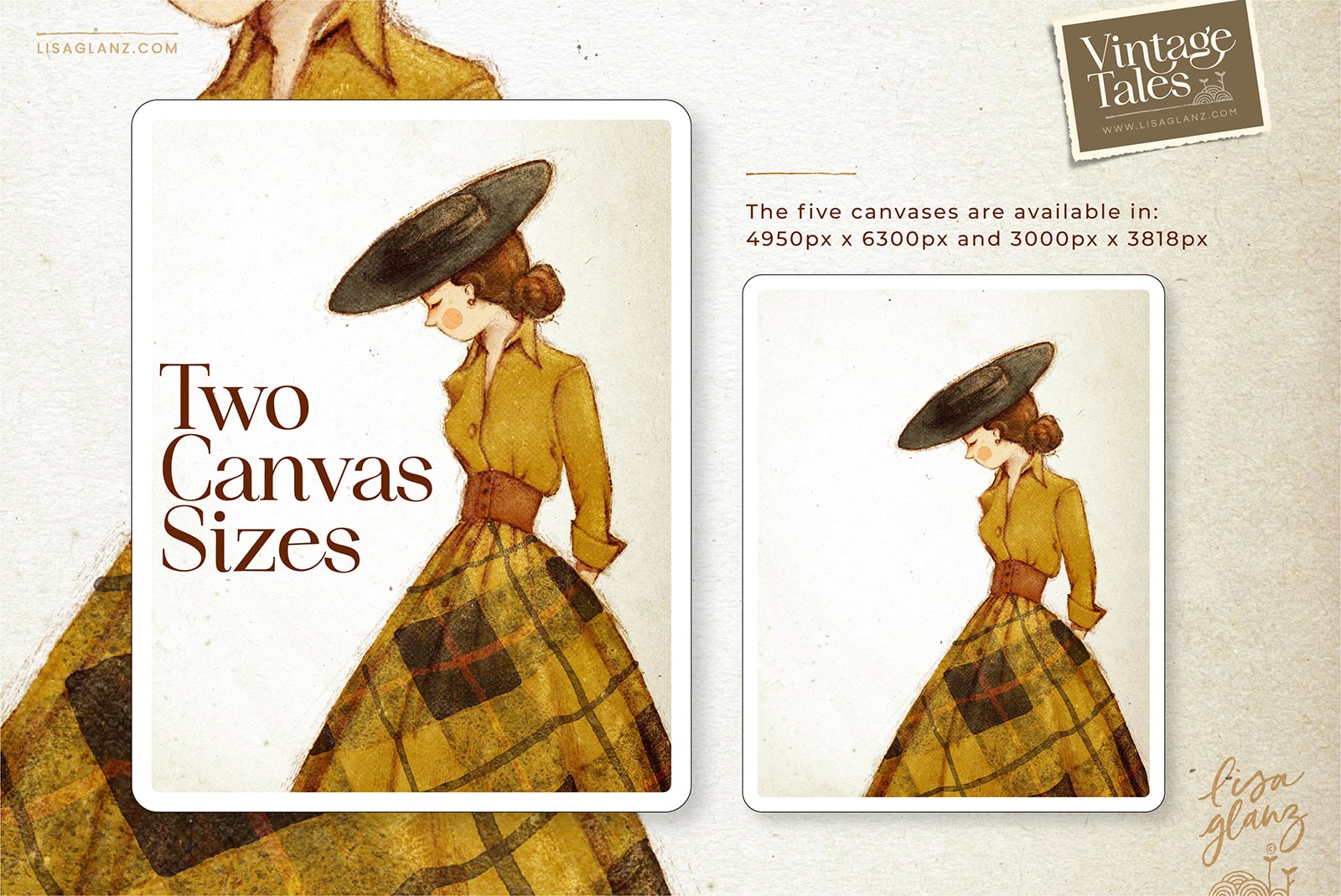 Vintage effect brushes for Procreate canvas sizes