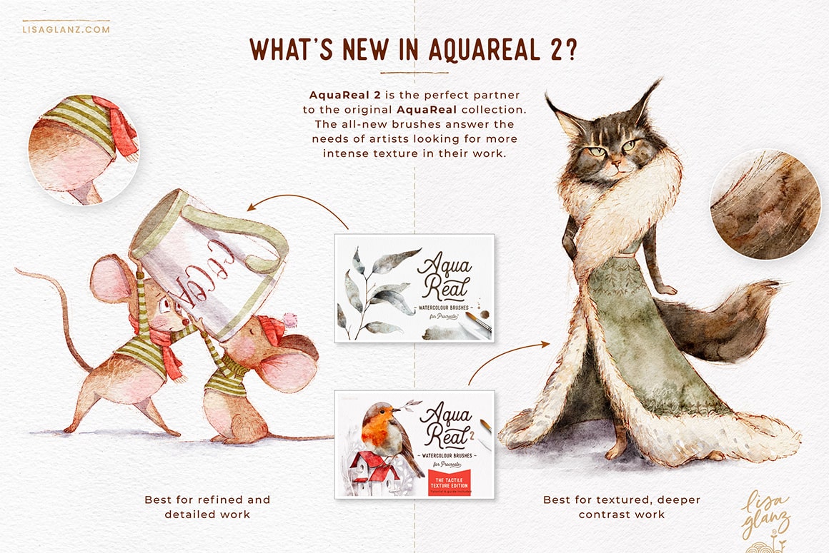 AquaReal 2 Tactile Texture Edition Watercolour Brushes For Procreate